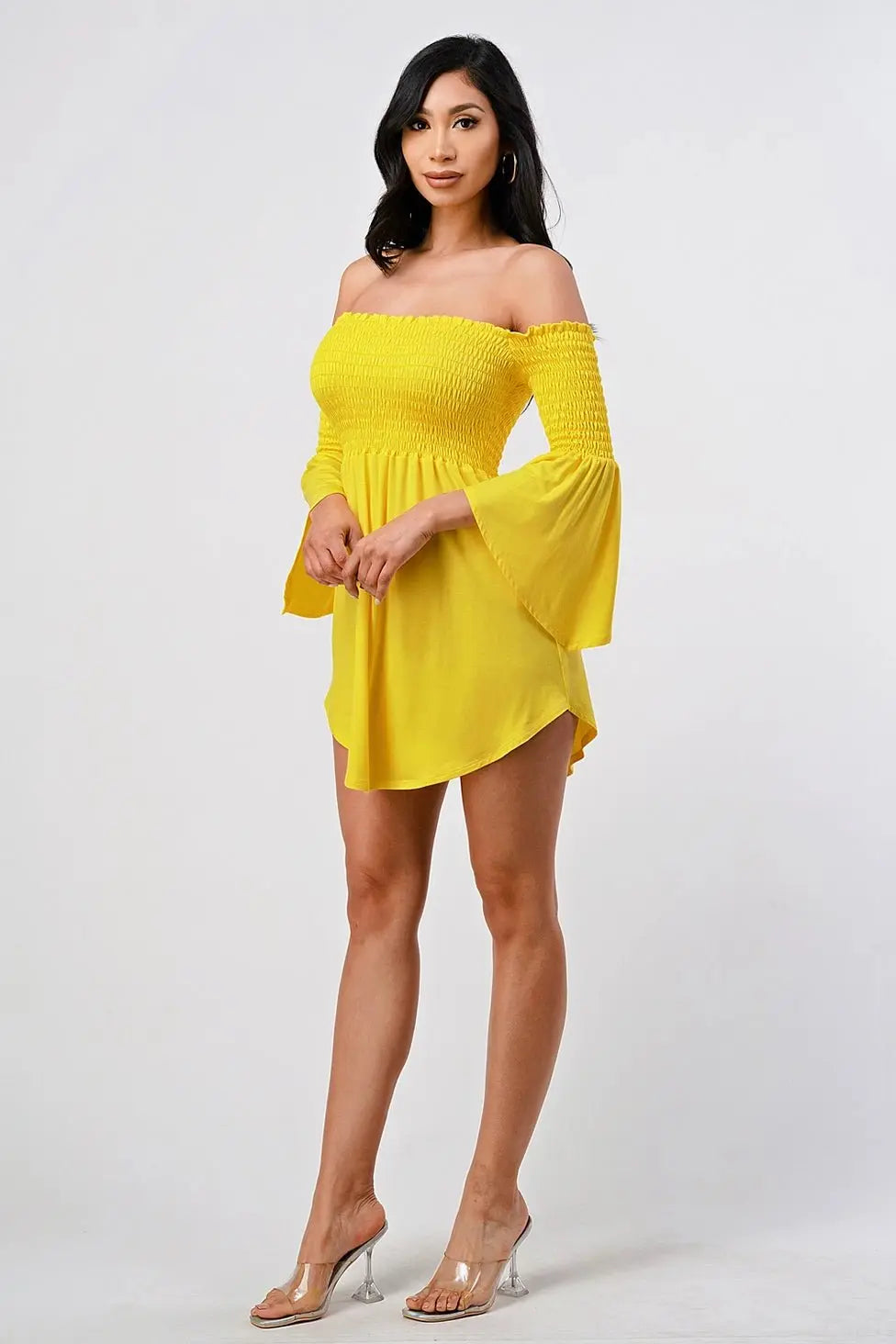 Sasha Off-Shoulder Mini Dress Yellow - Epicplacess