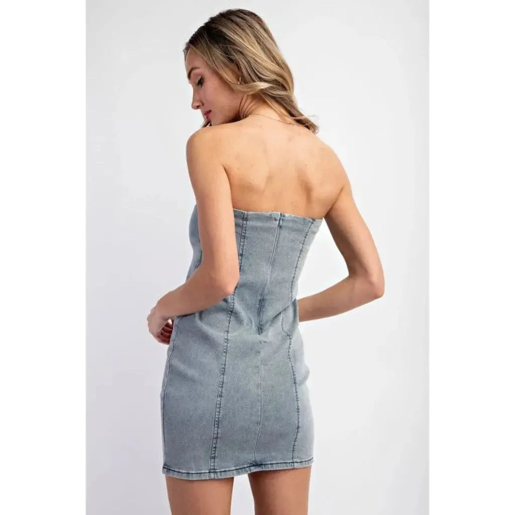 Grey denim dress back view - Epicplacess