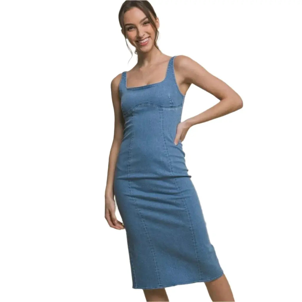Breeze Britany Denim Midi Dress - Epicplacess