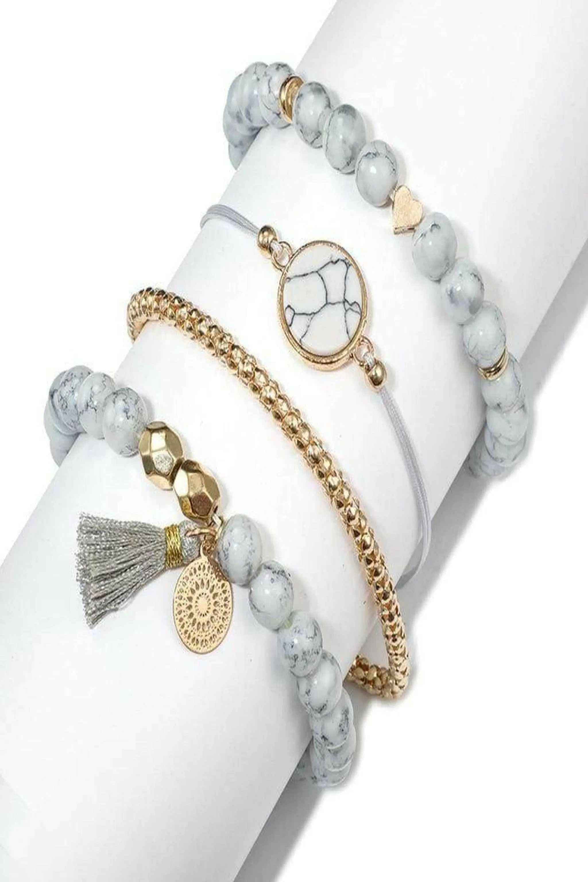 Pineapple layered bracelet set front view - Epicplacess
