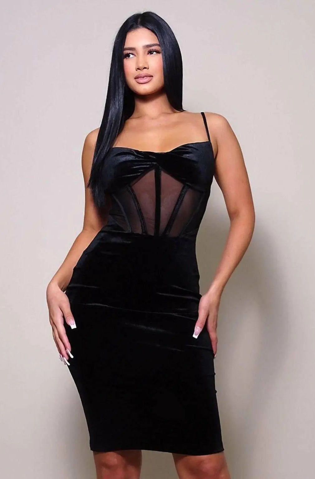 Bonded To You Velvet See Midi Dress Dress Epicplacess