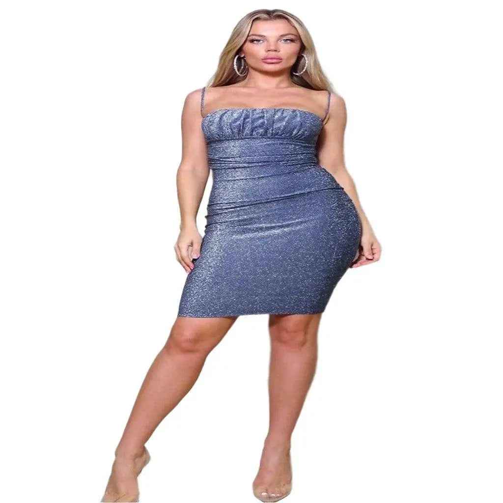 Blue mini dress front view - Epicplacess