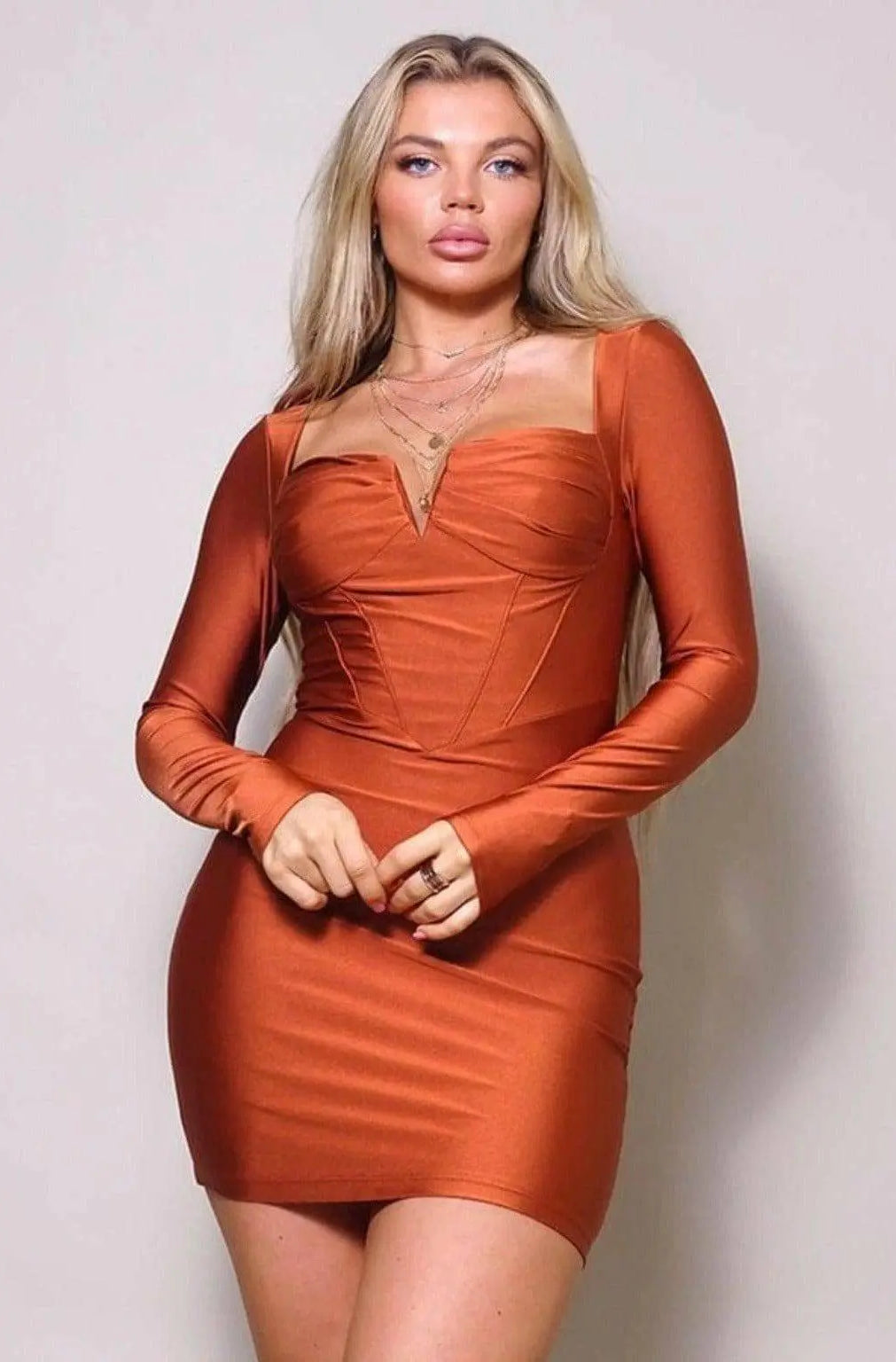 First Priority Corset Mini Dress-Orange Dress Epicplacess