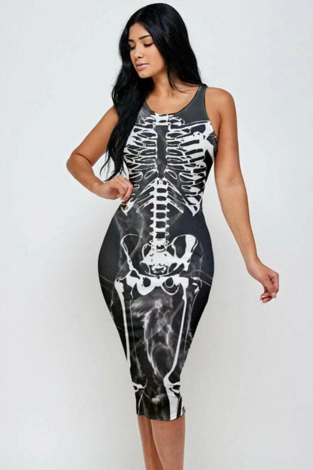 Halloween skeleton print Midi dress - Epicplacess