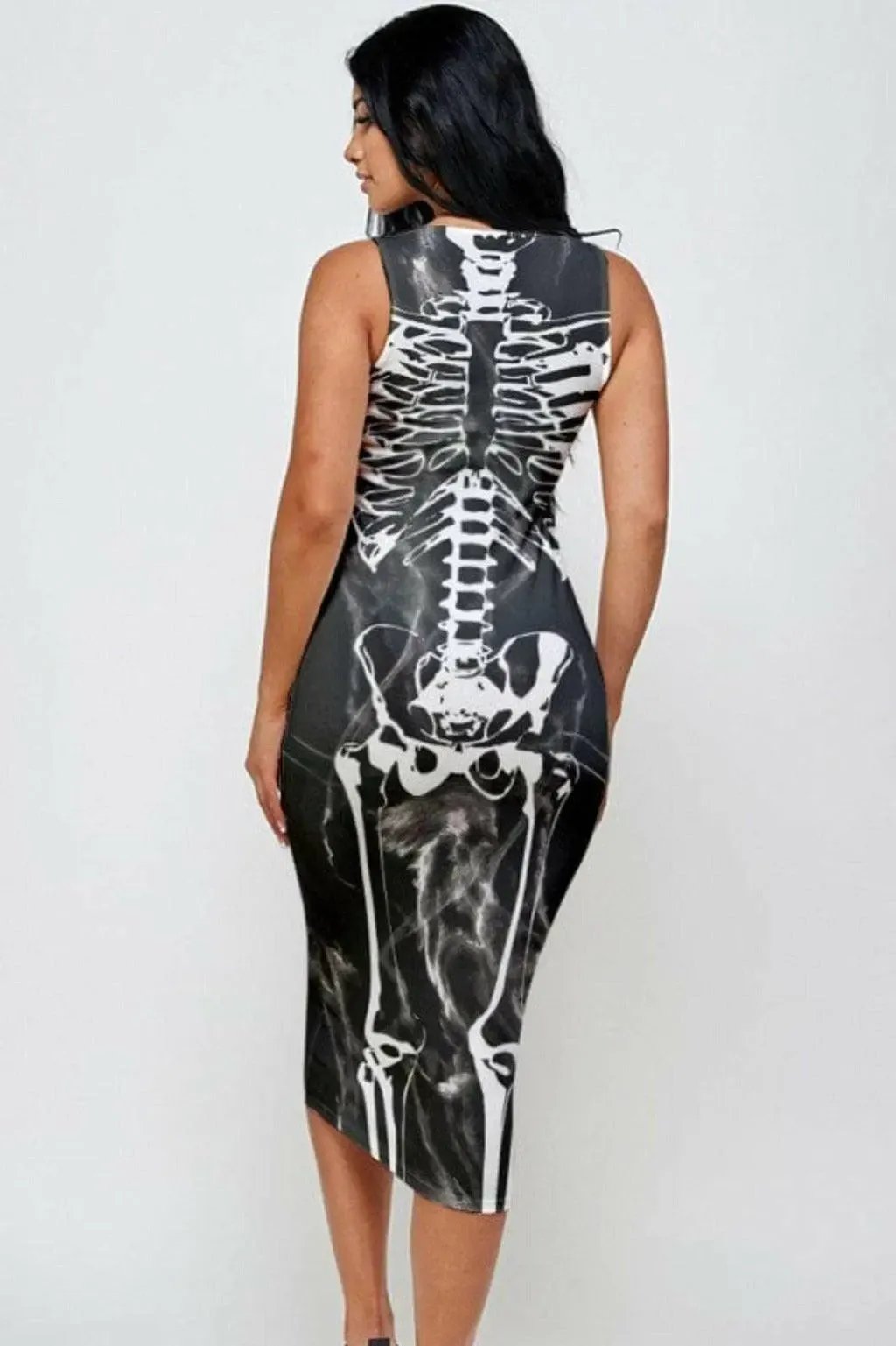 Halloween skeleton print Midi dress - Epicplacess