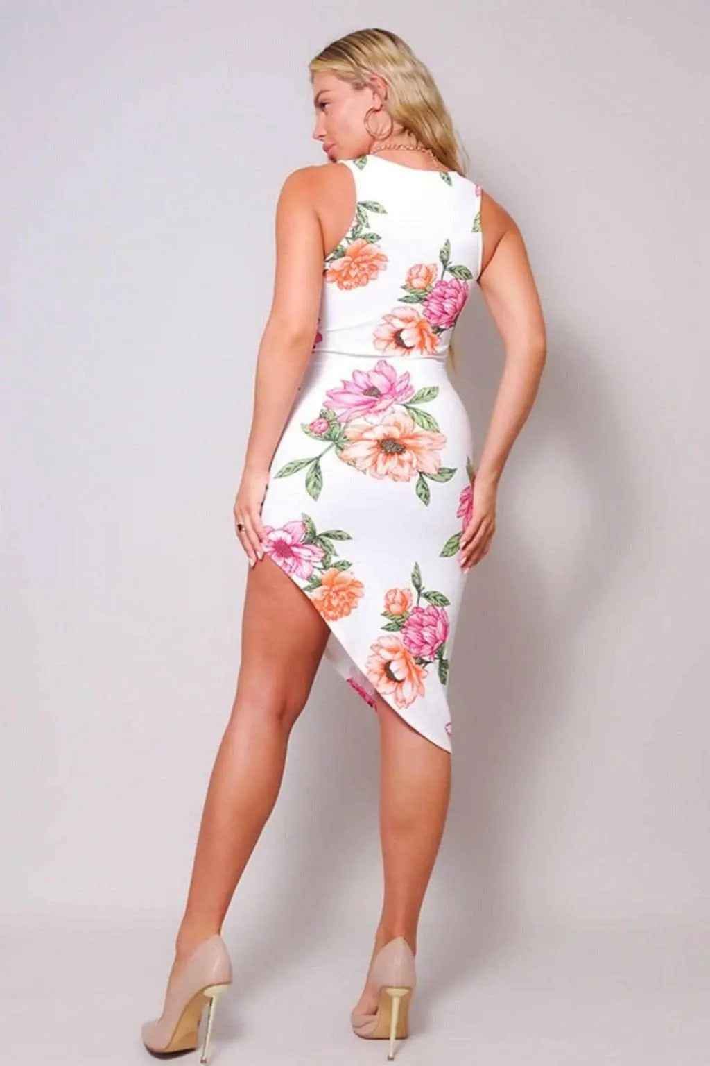 Floral cocktail midi dress detail - Epicplacess