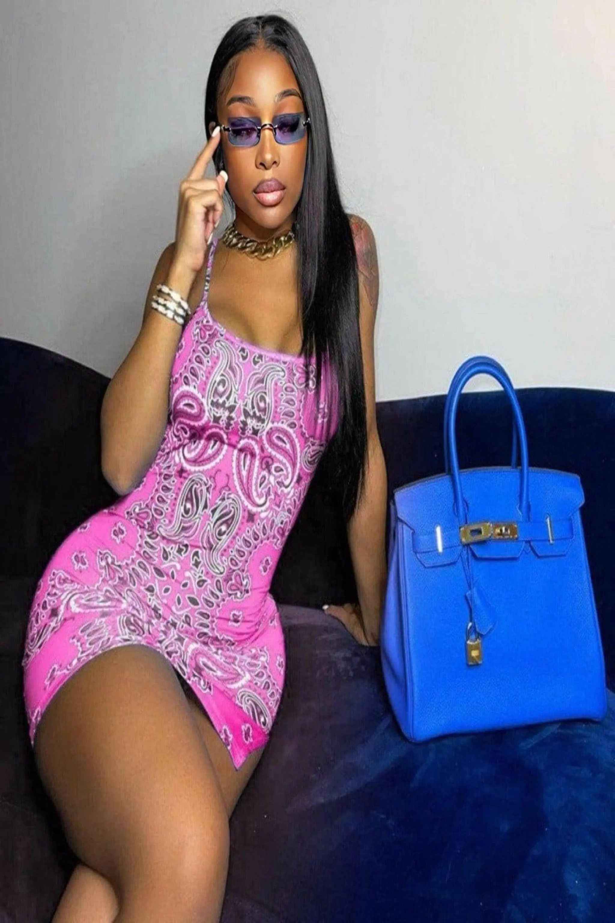 Pink bandanna mini dress - Epicplacess