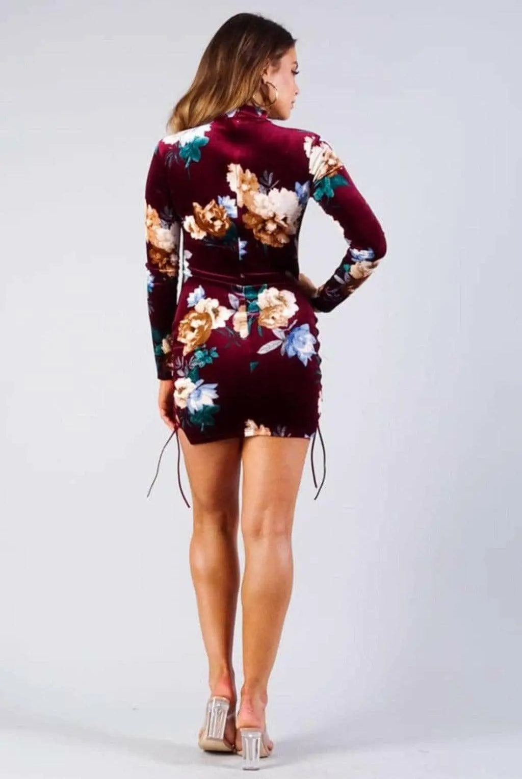 Romantic Velvet Floral Mini Dress-Black Dress Epicplacess