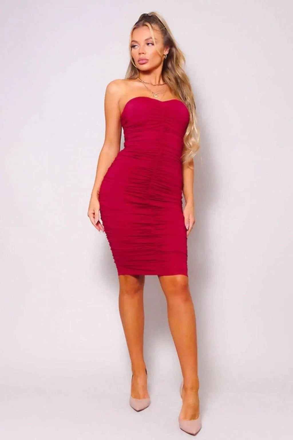 Strapless midi dress back view - Epicplacess