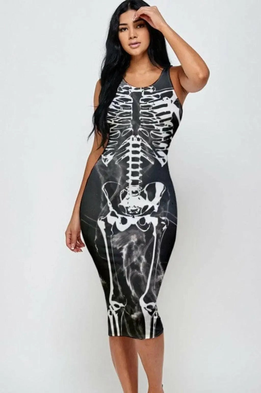 Halloween skeleton print Midi dress - Epicplacess