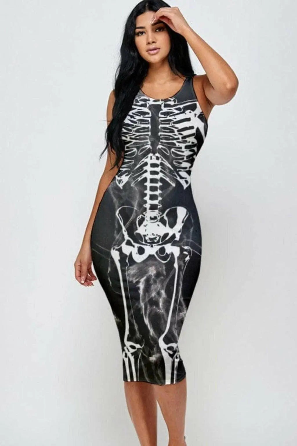 Halloween skeleton print Midi dress - Epicplacess