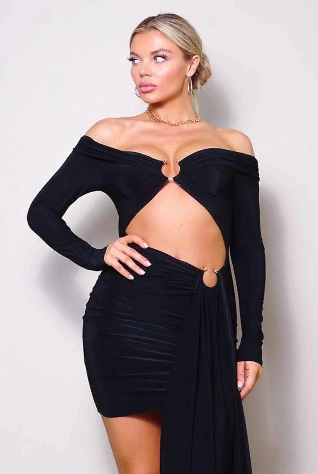 Ring Out Off Shoulder Mini Dress DRESS Epicplacess S Black