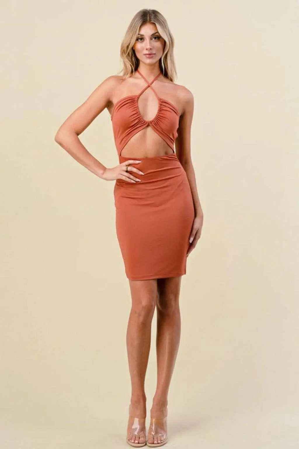 Brown crochet mini dress - Epicplacess