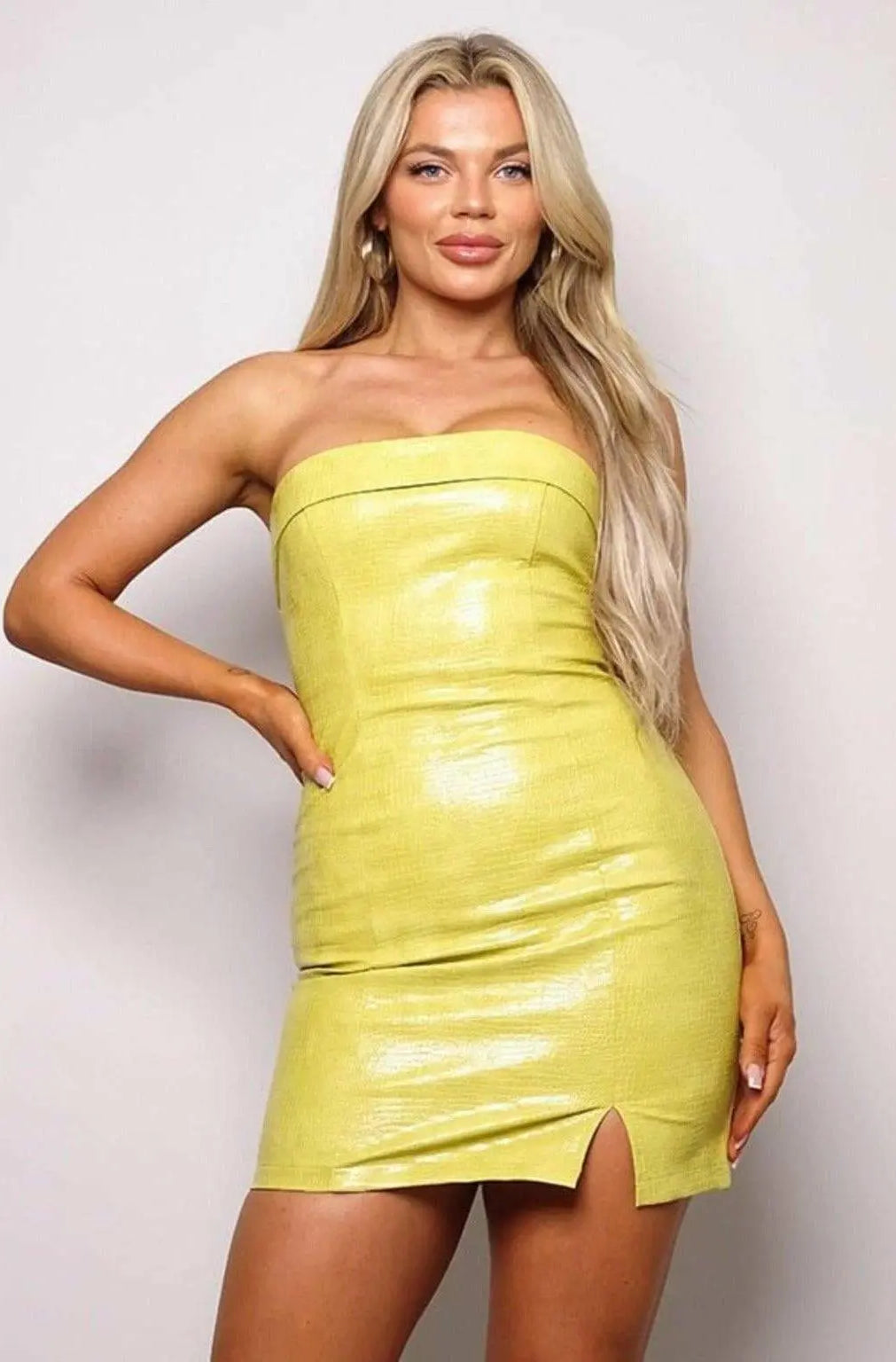 Daleyza Croc Leather Mini Dress Dress Epicplacess S Yellow