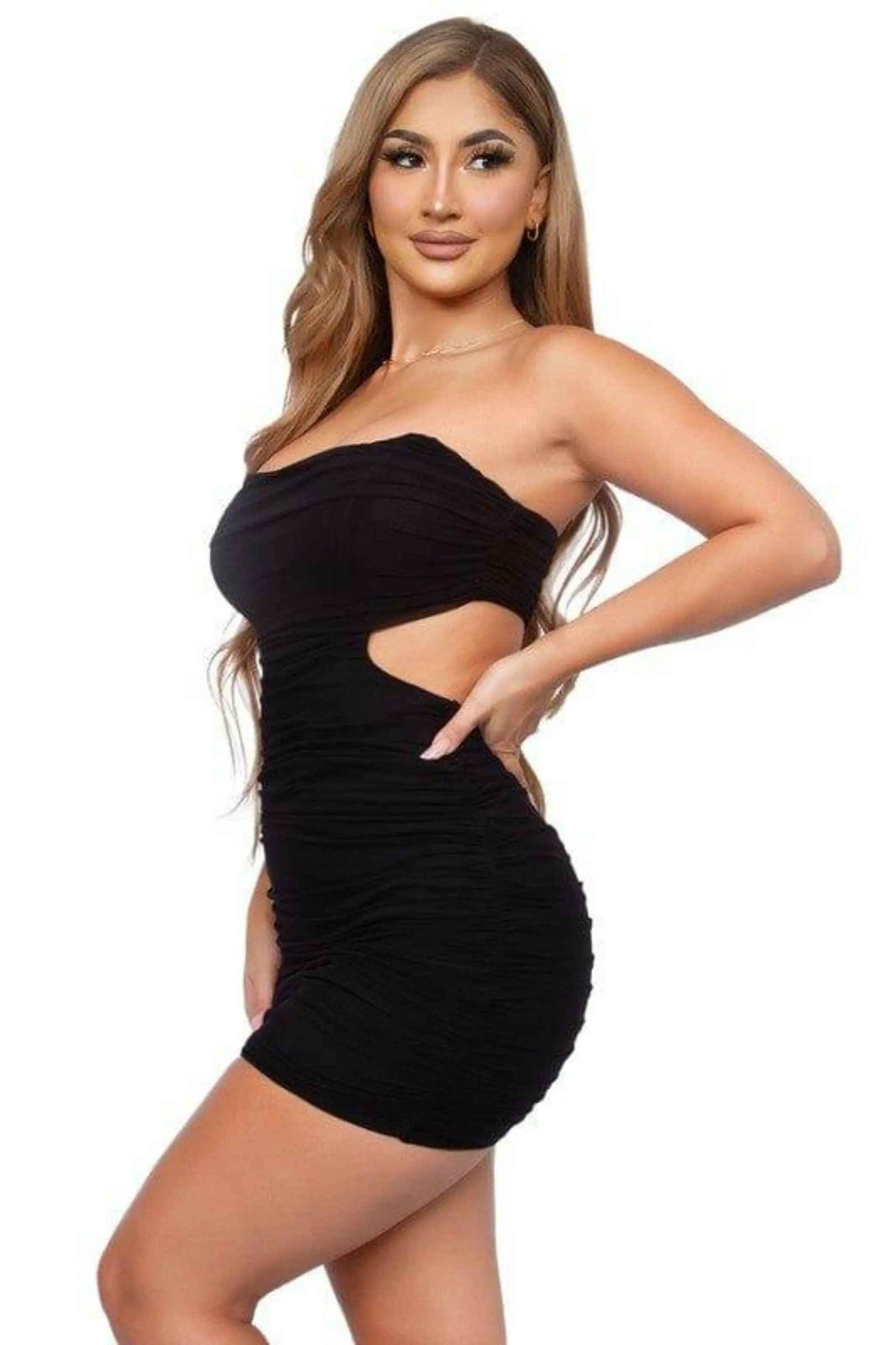 Side cuts corset mini dress front view - Epicplacess