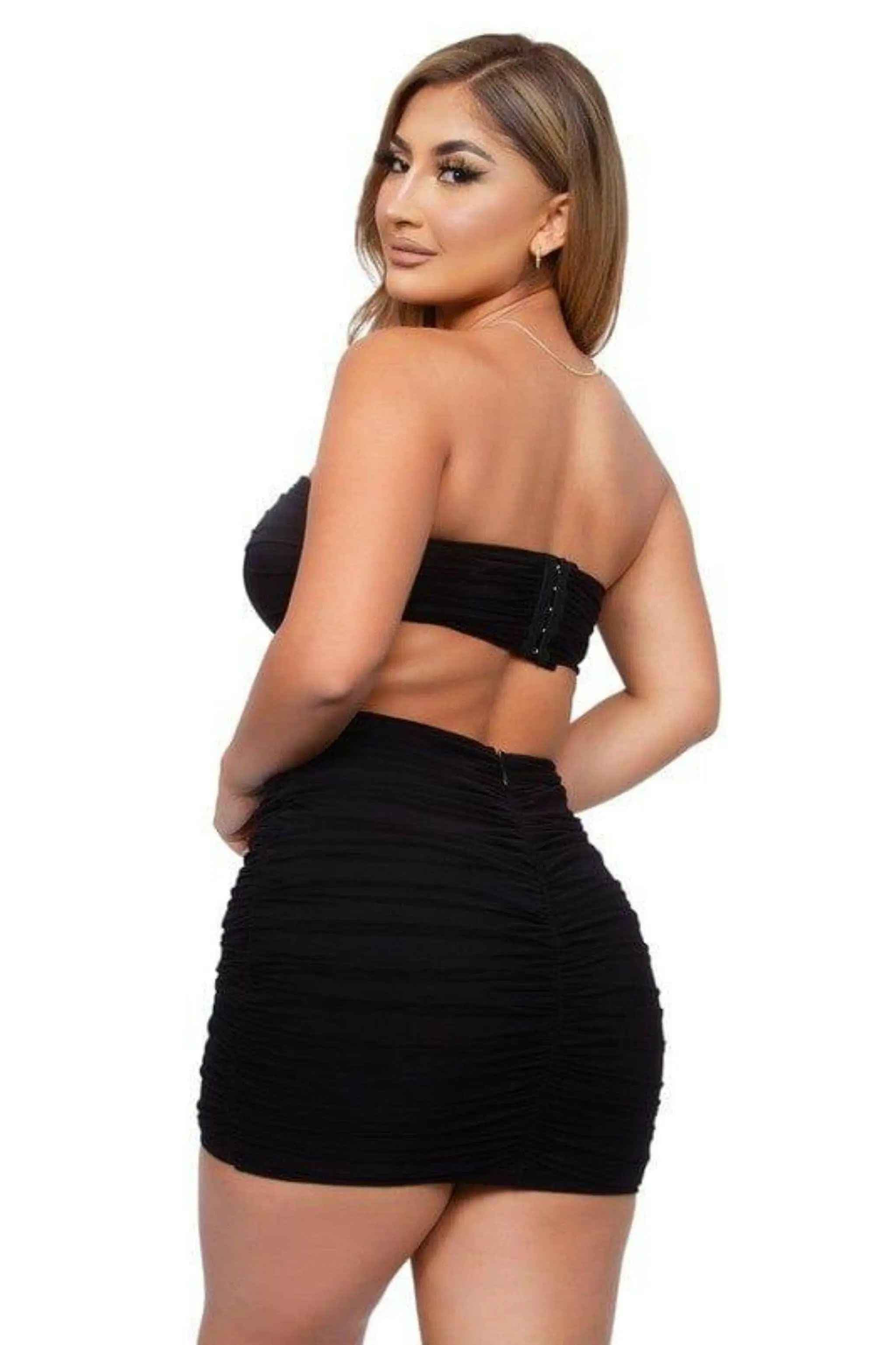 Black corset mini dress outfit view - Epicplacess