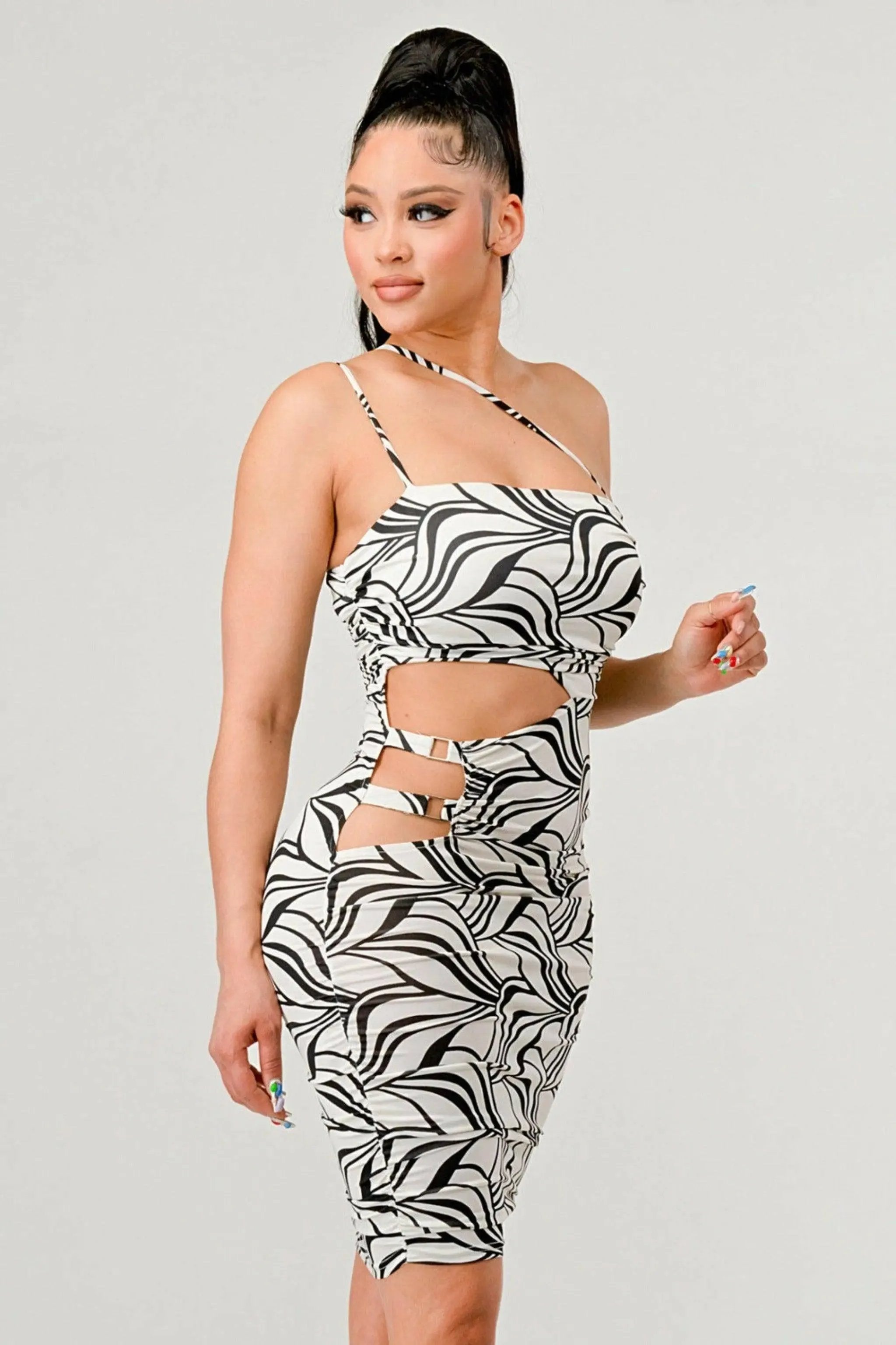 Black leaf print mini dress - Epicplacess