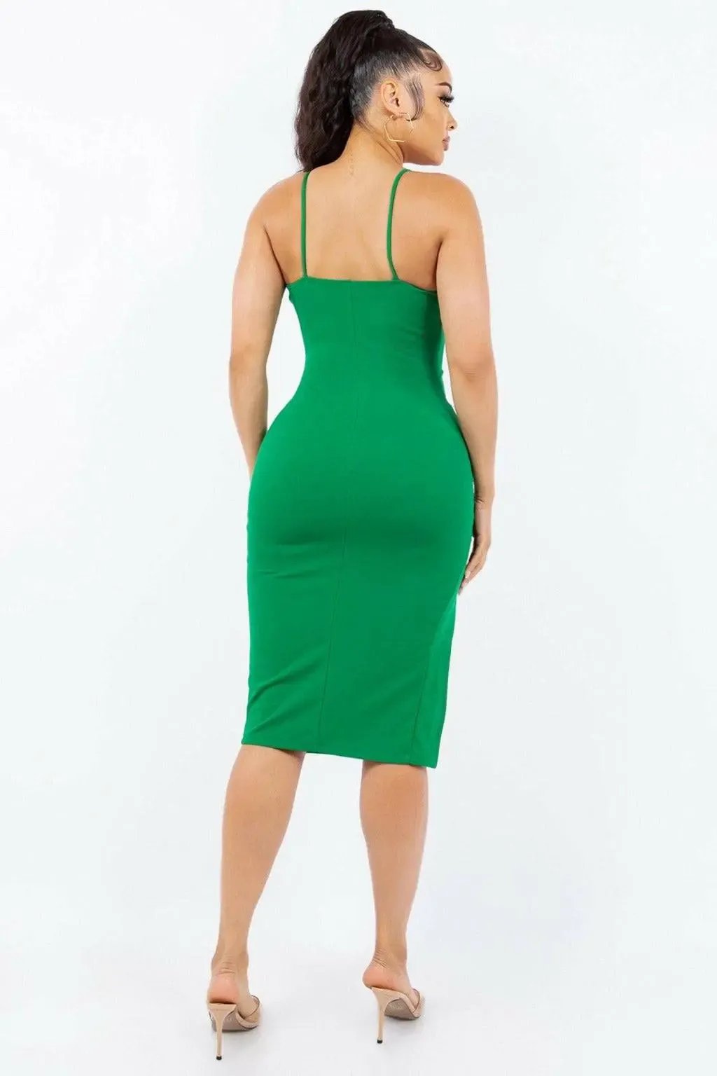 Green midi dress side view - Epicplacess