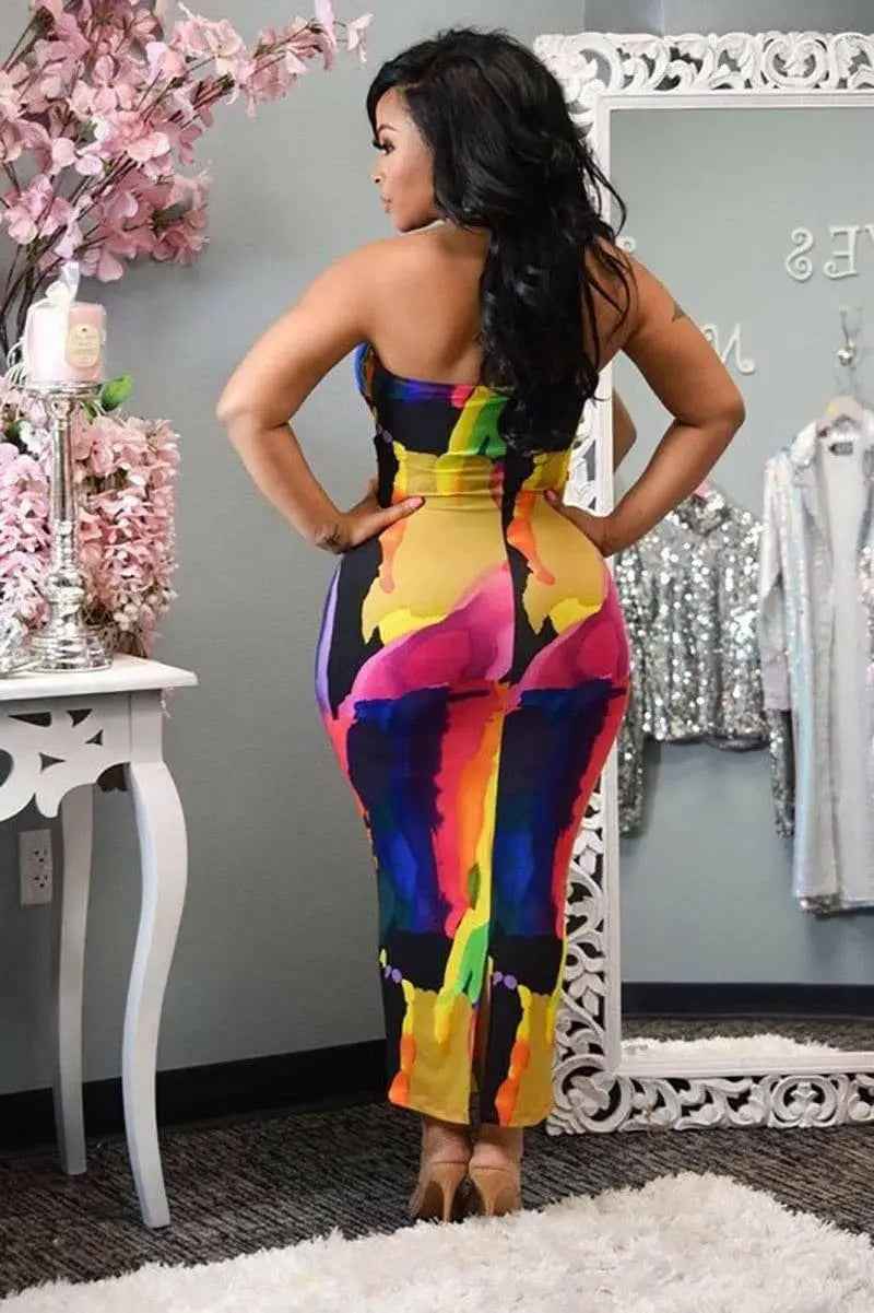 Neon tie-dye midi dress detail - Epicplacess