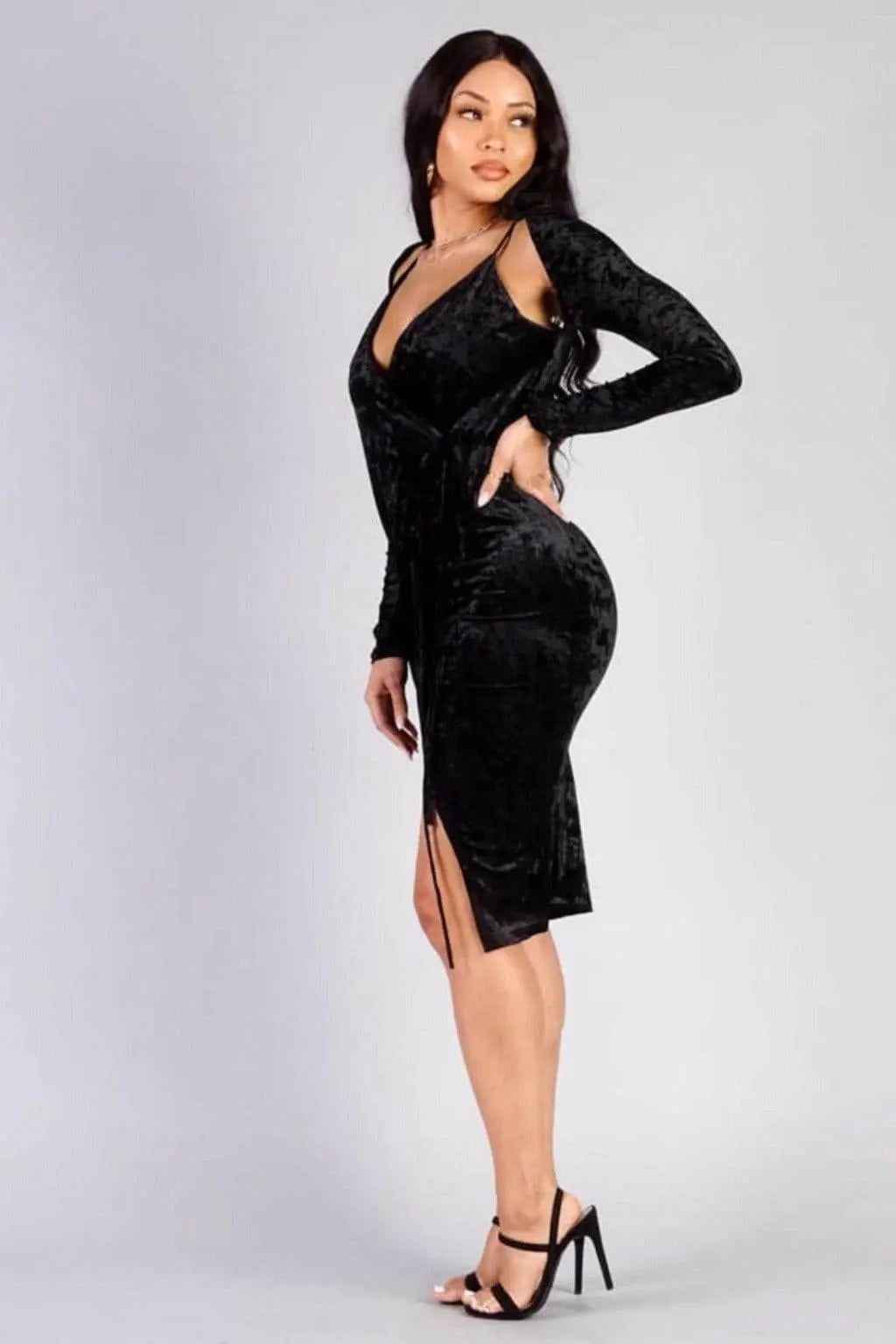 Velvet midi dress product view - Epicplacess
