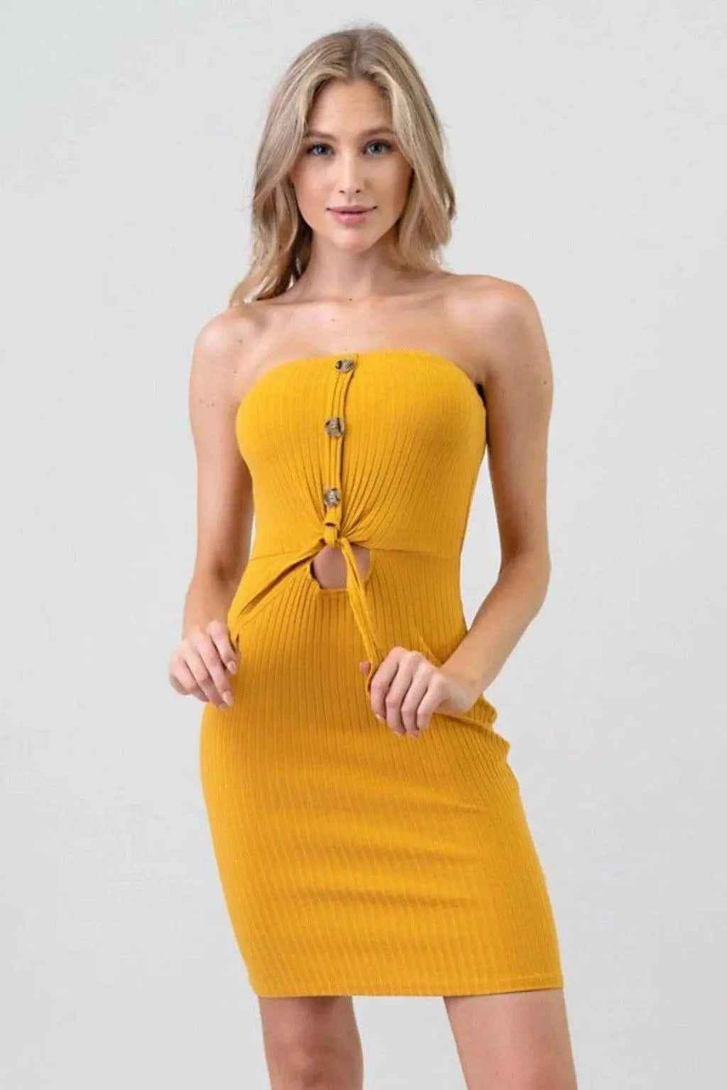 Front-button midi dress front view - Epicplacess