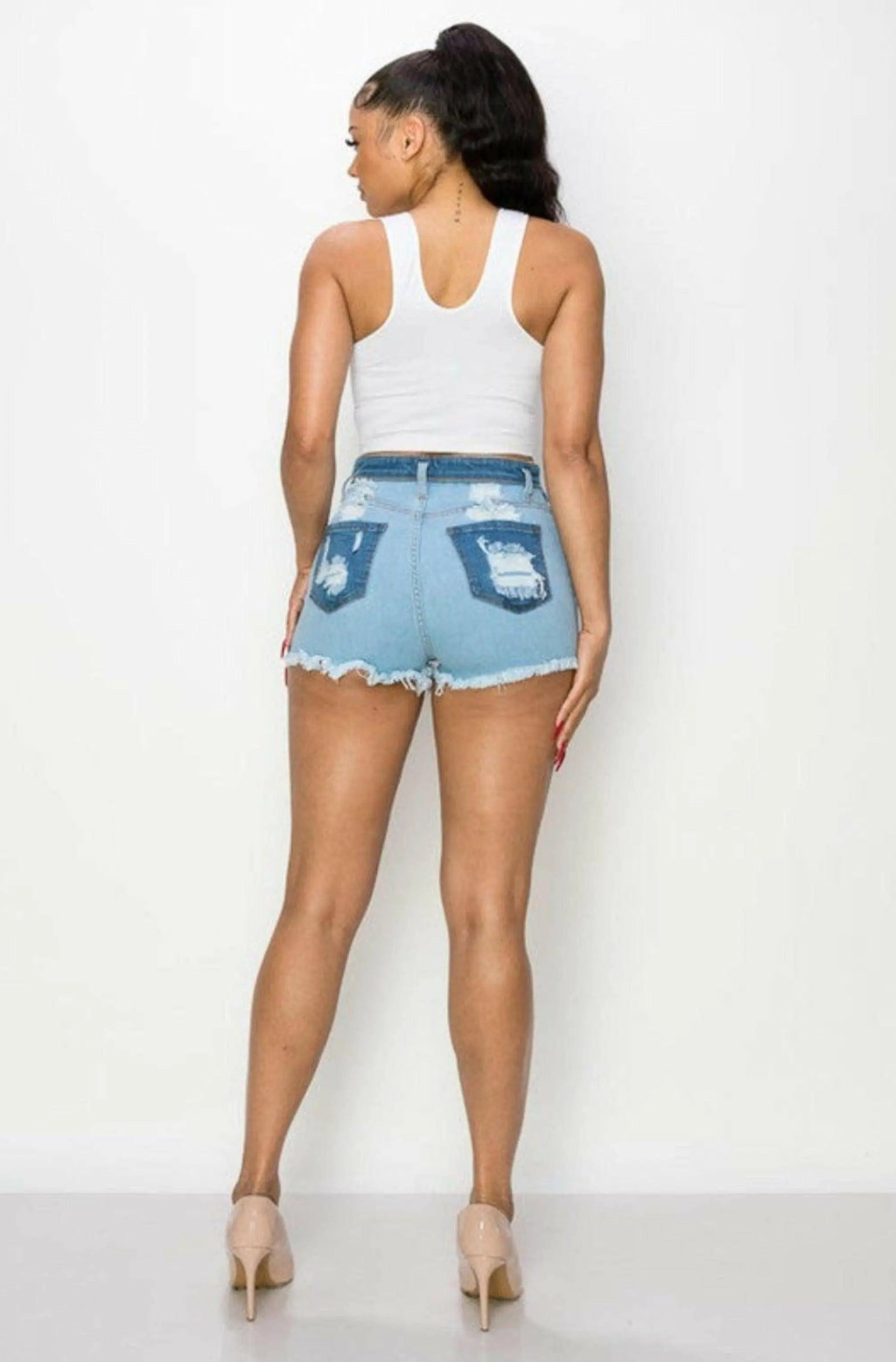 JUNIOR DISTRESSED DUO BLUE SHORTS JEANS jeans Epicplacess