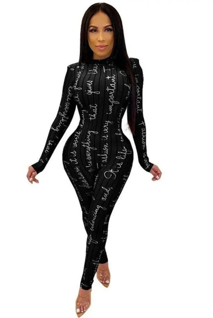Marcella Letters Print Jumpsuits jumpsuits Epicplacess black S United States