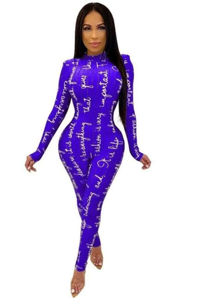 Marcella Letters Print Jumpsuits jumpsuits Epicplacess blue S United States