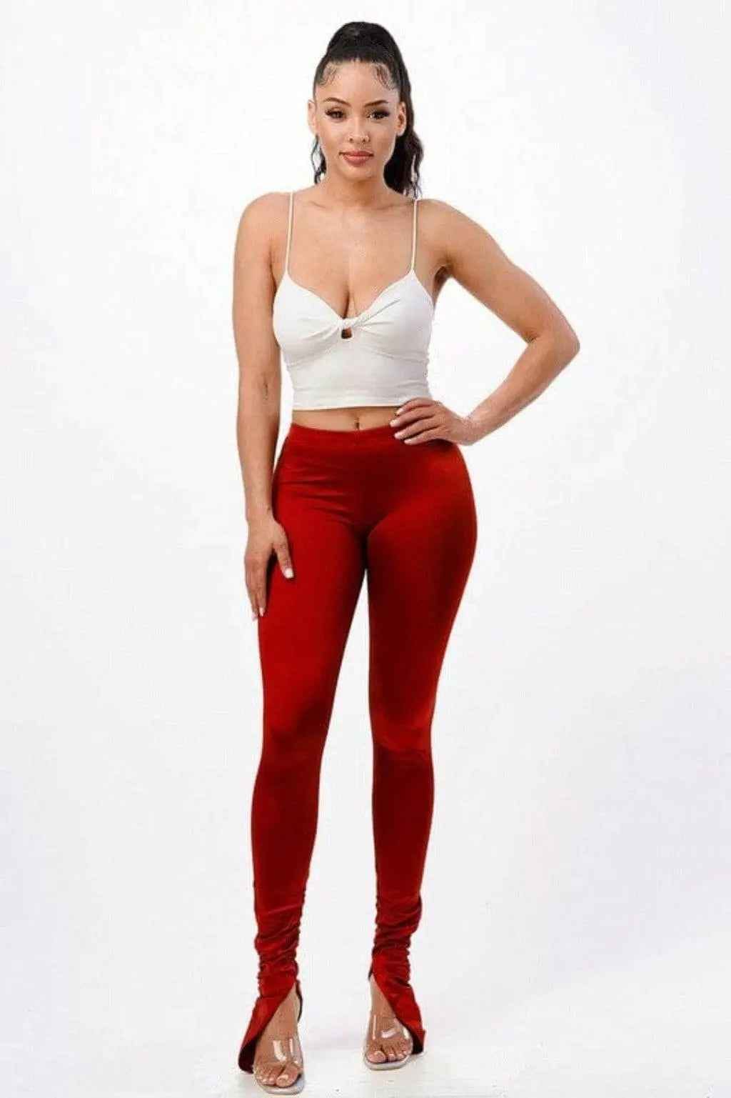 Ruched hem pants studio view - Epicplacess