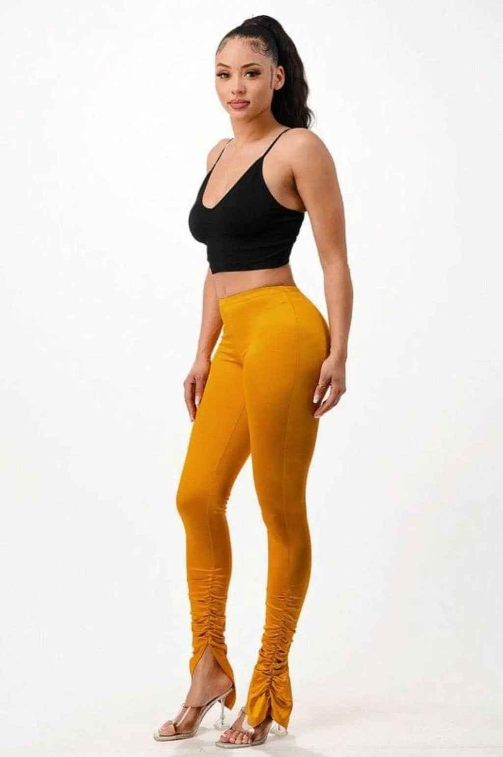 Ruched hem pants front view - Epicplacess
