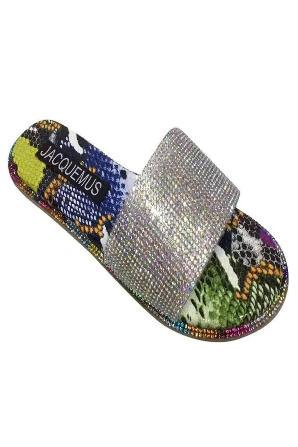 Multicolor flat sandals front view - Epicplacess
