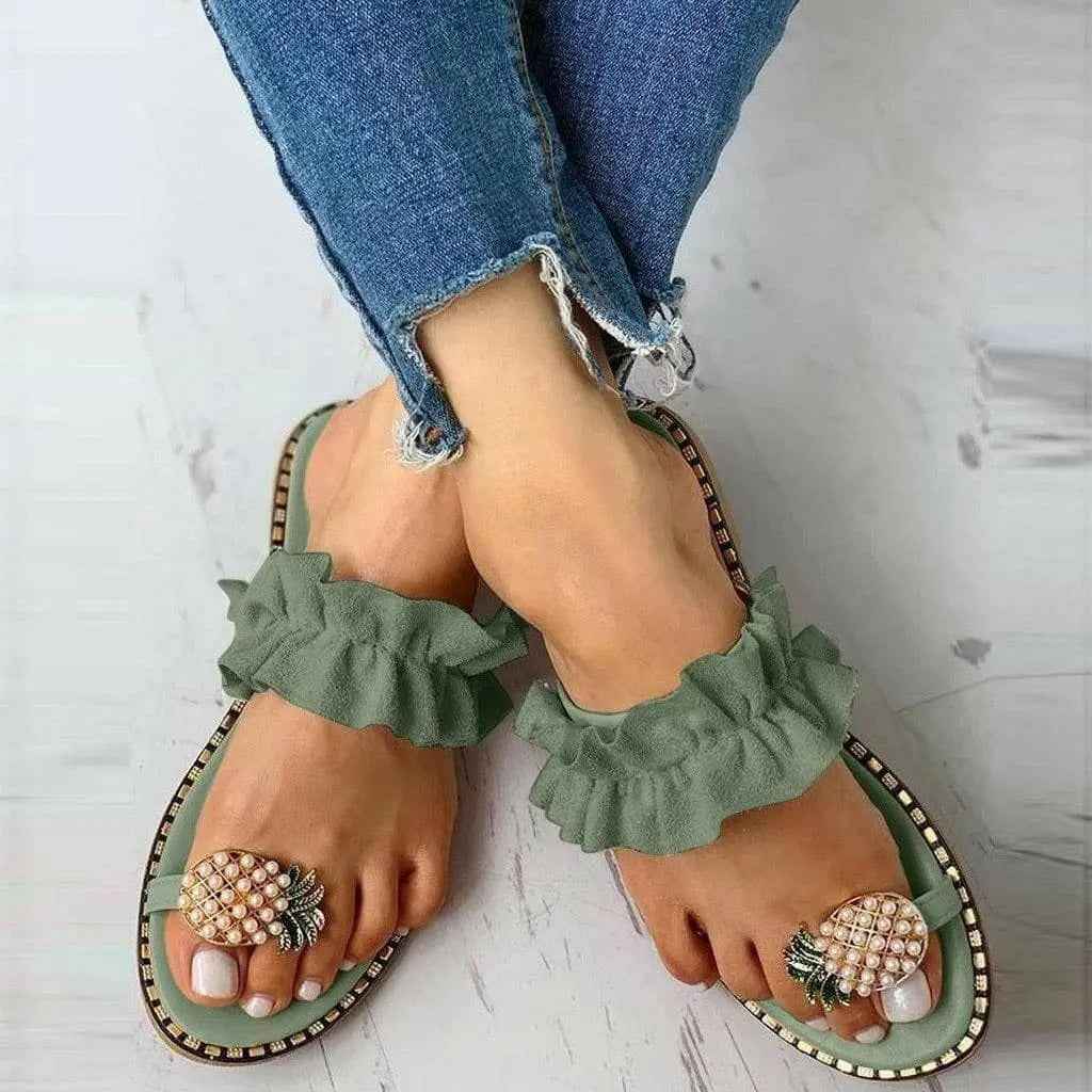 Pineapple pearl flat sandals - Epicplacess