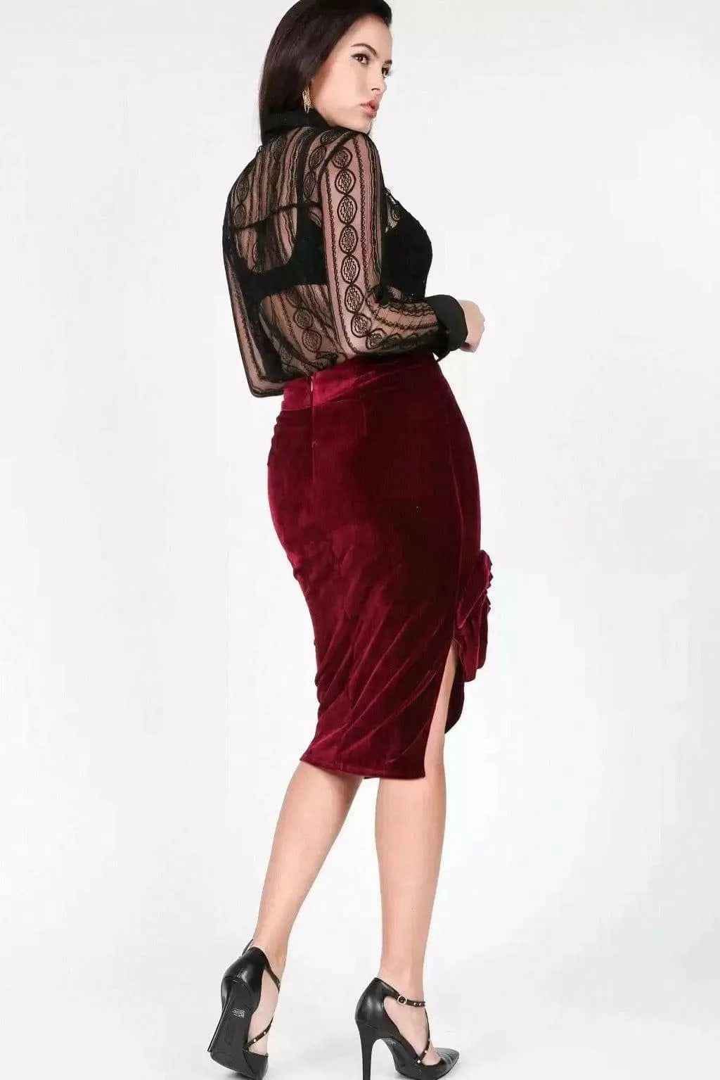 Asymmetrical flower midi skirt back view - Epicplacess