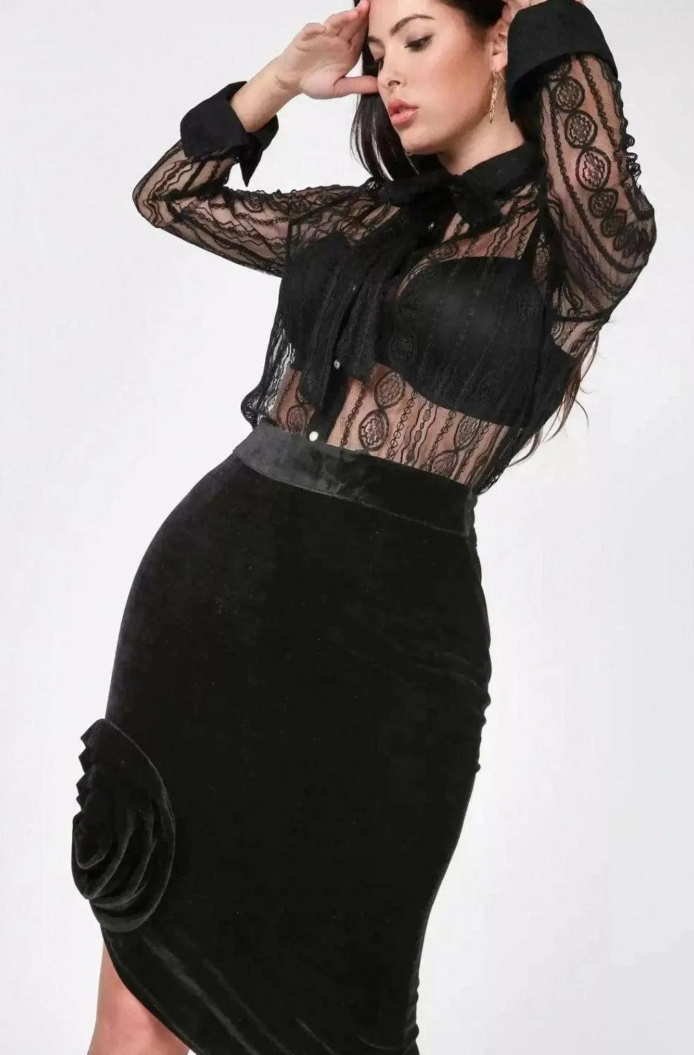 Asymmetrical Fr Hem Flower midi Skirts skirts Epicplacess S BLACK