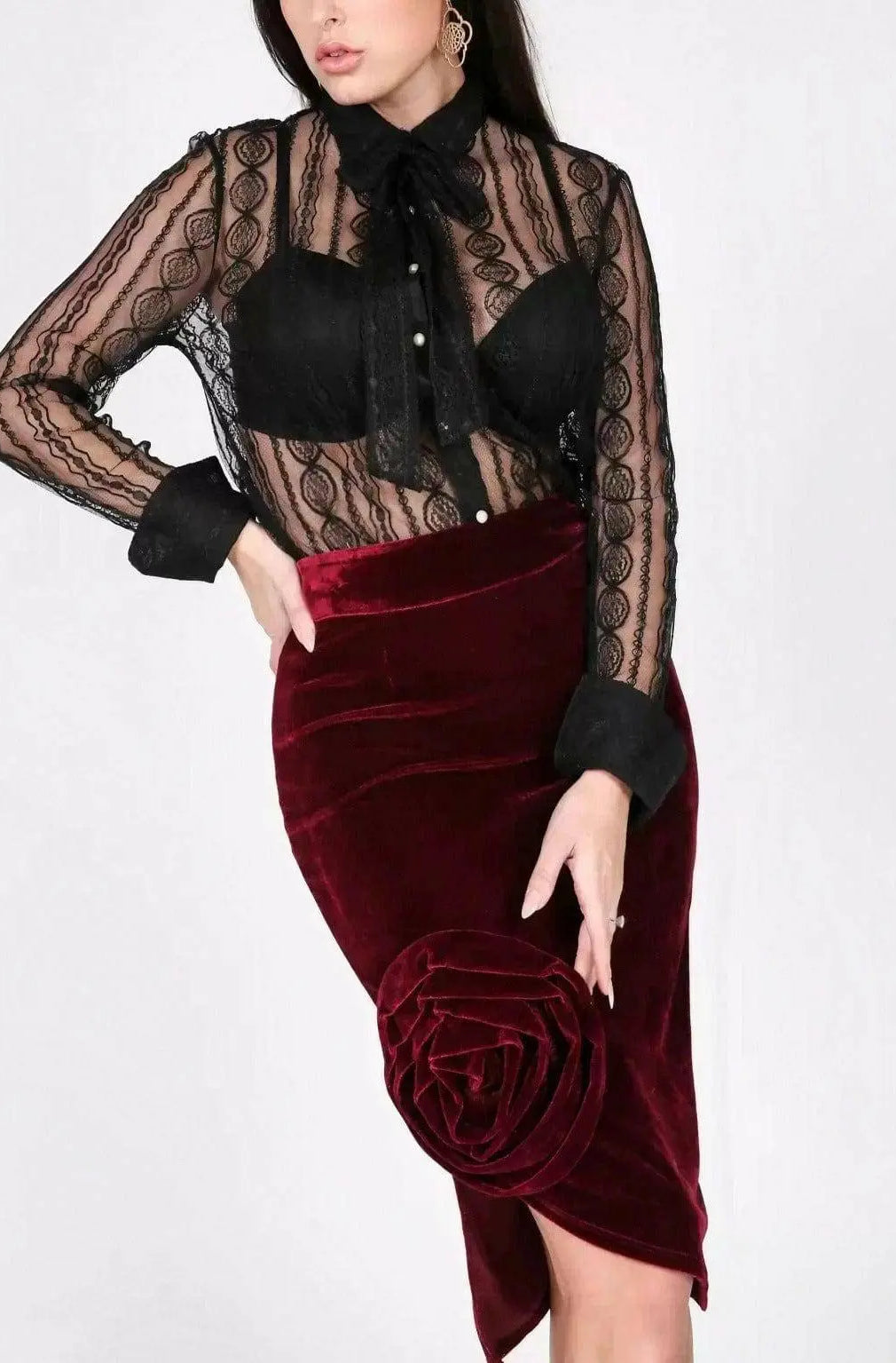 Asymmetrical Fr Hem Flower Midi Skirts skirts Epicplacess S RED