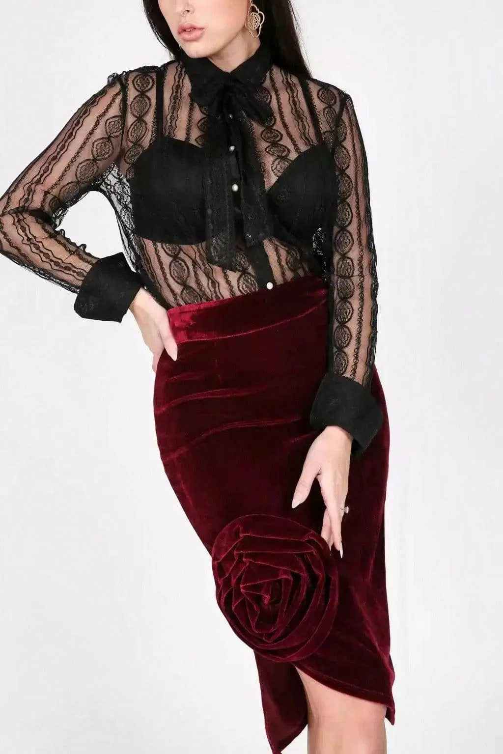 Asymmetrical flower midi skirt detail - Epicplacess