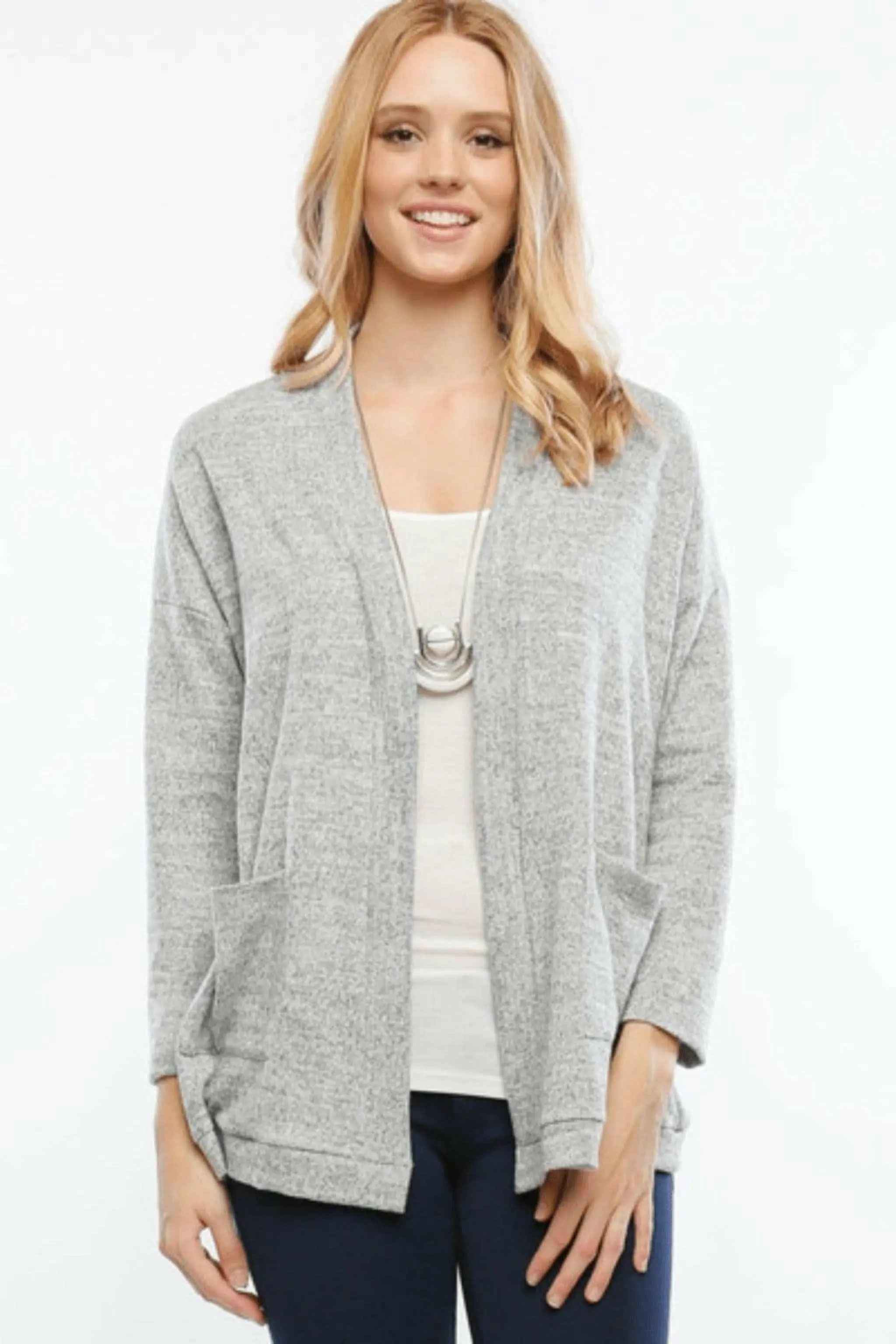 Notched cardigan outfit view - Epicplacess