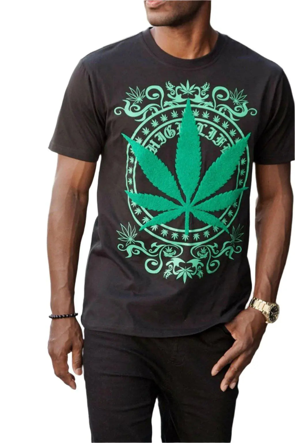 Chenille Patch Leaf T-Shirts T Shirts Epicplacess M Black