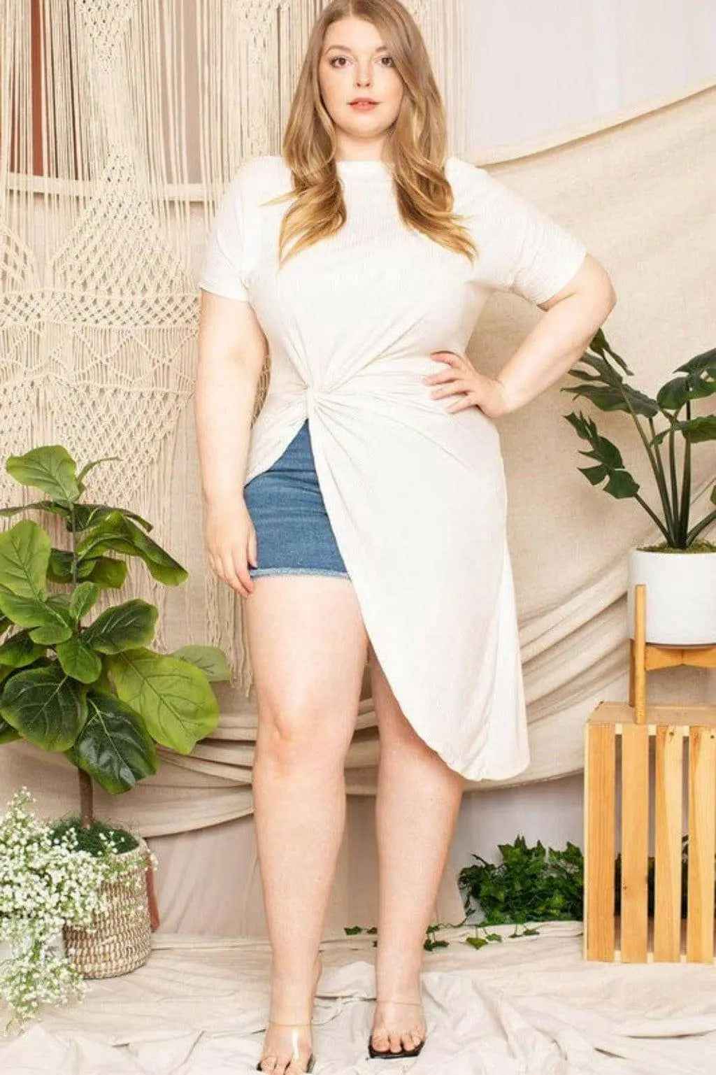 White ribbed asymmetric high-low dress - Epicplacess