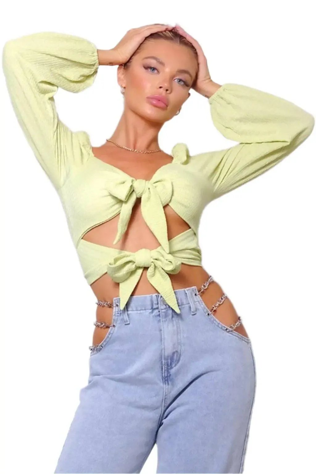 Green front-tie crop top - Epicplacess