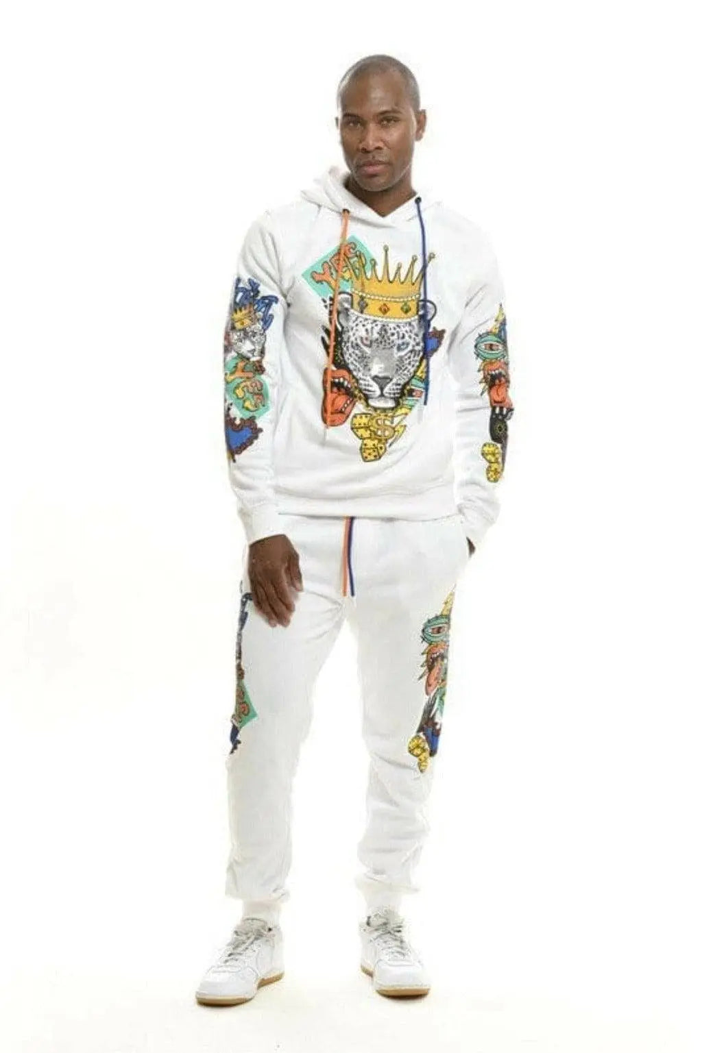 Crown Leopard Embroidery Fleece Tracksuits Tracksuits Epicplacess