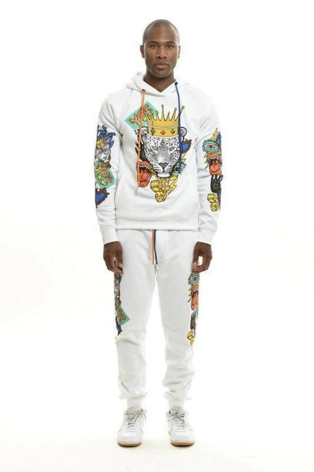 Crown Leopard Embroidery Fleece Tracksuits Tracksuits Epicplacess