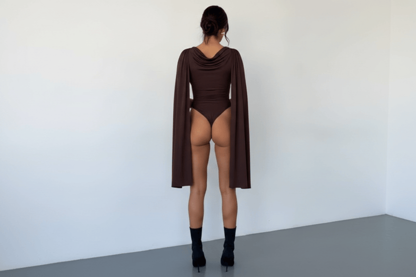 Chocolate brown bodysuit back view - Epicplacess