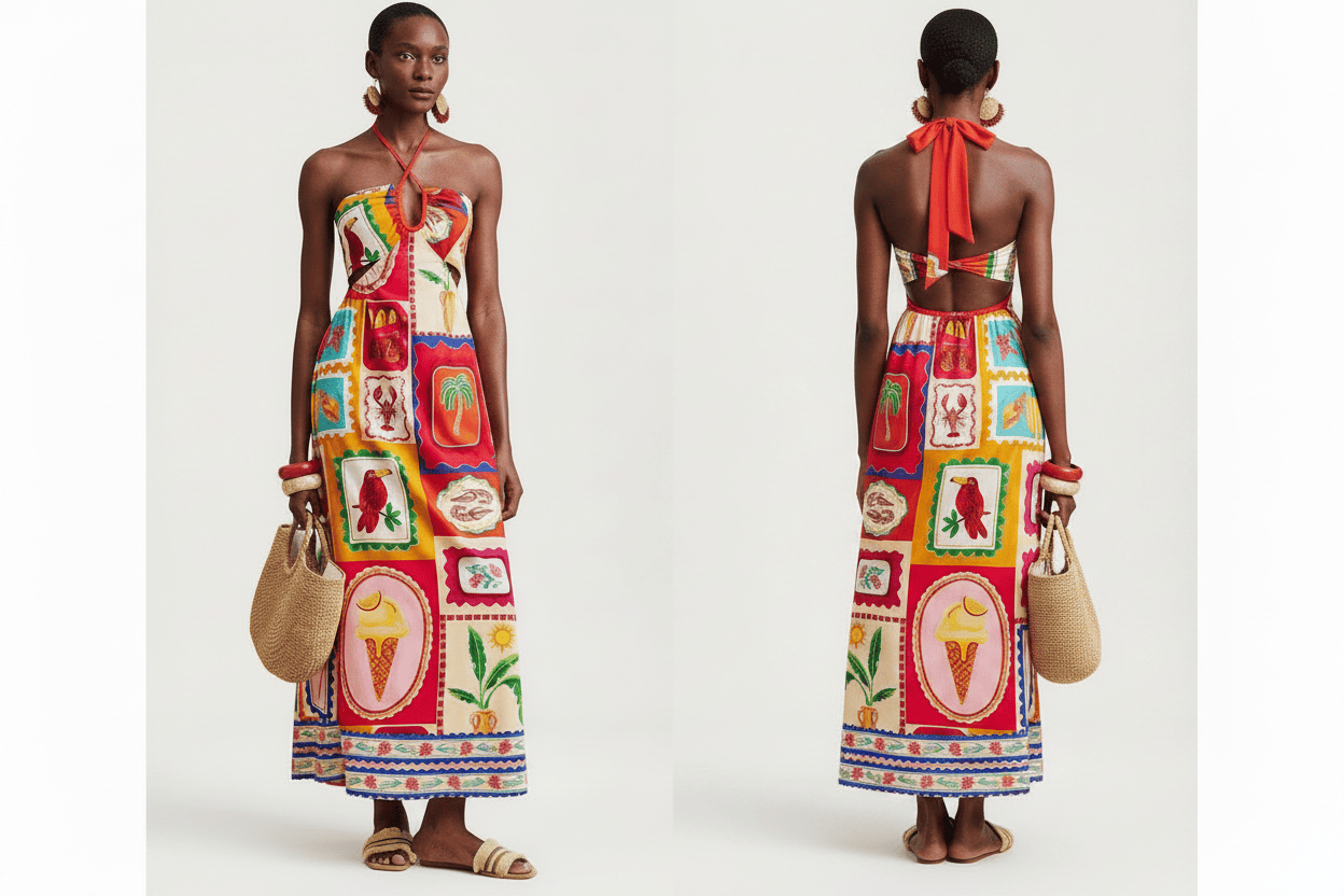 Tropical maxi dress front view - Epicplacess