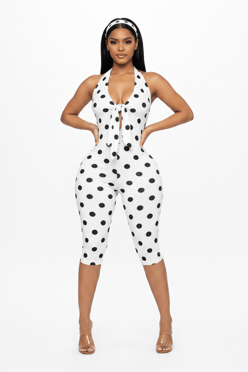Polka dot capri jumpsuit - Epicplacess