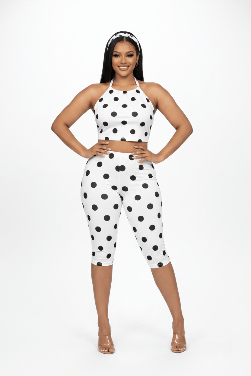 Polka dot jumpsuit front view - Epicplacess
