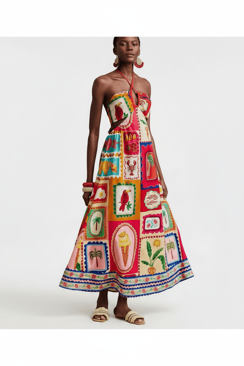 Tropical maxi dress side view - Epicplacess