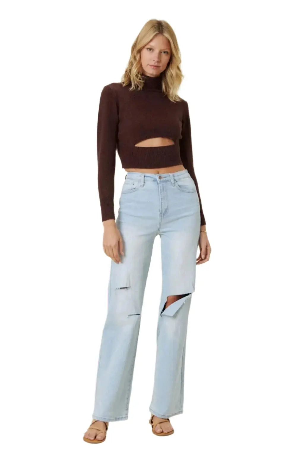Catching Your Eye Straight Leg Jeans-Blue - Epicplacess