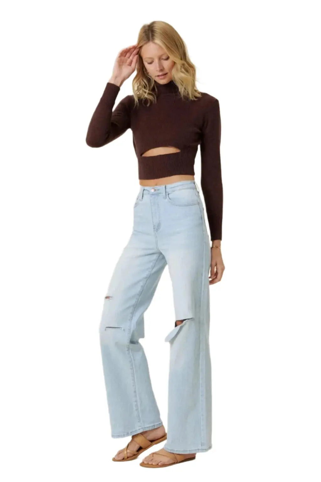 Catching Your Eye Straight Leg Jeans-Blue - Epicplacess