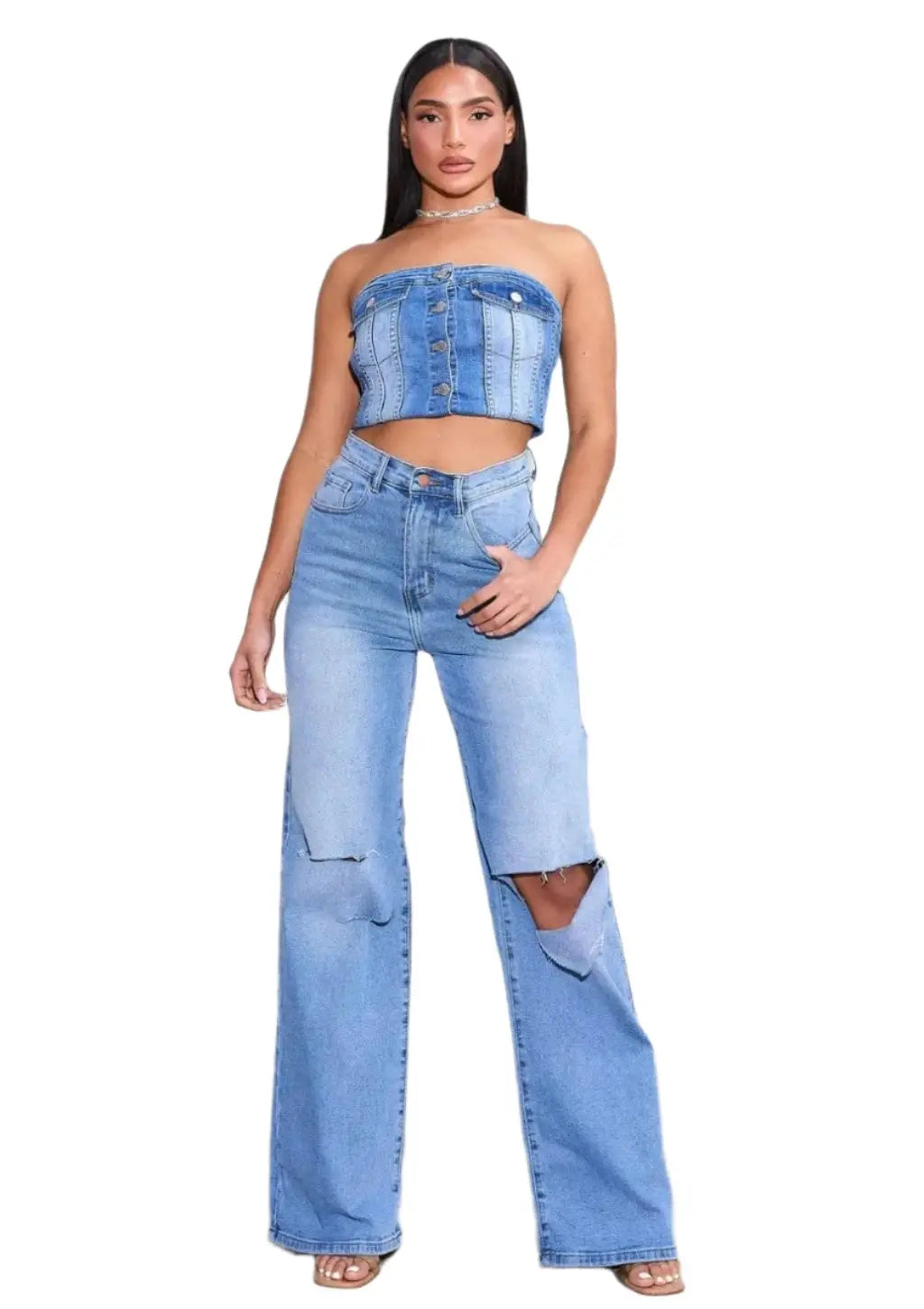 Catching Your Eye Straight Leg Jeans-Blue - Epicplacess